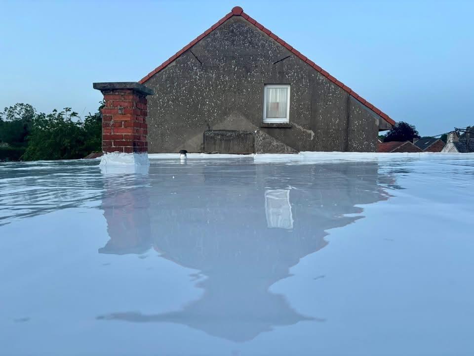 Toiture plate en membrane blanche